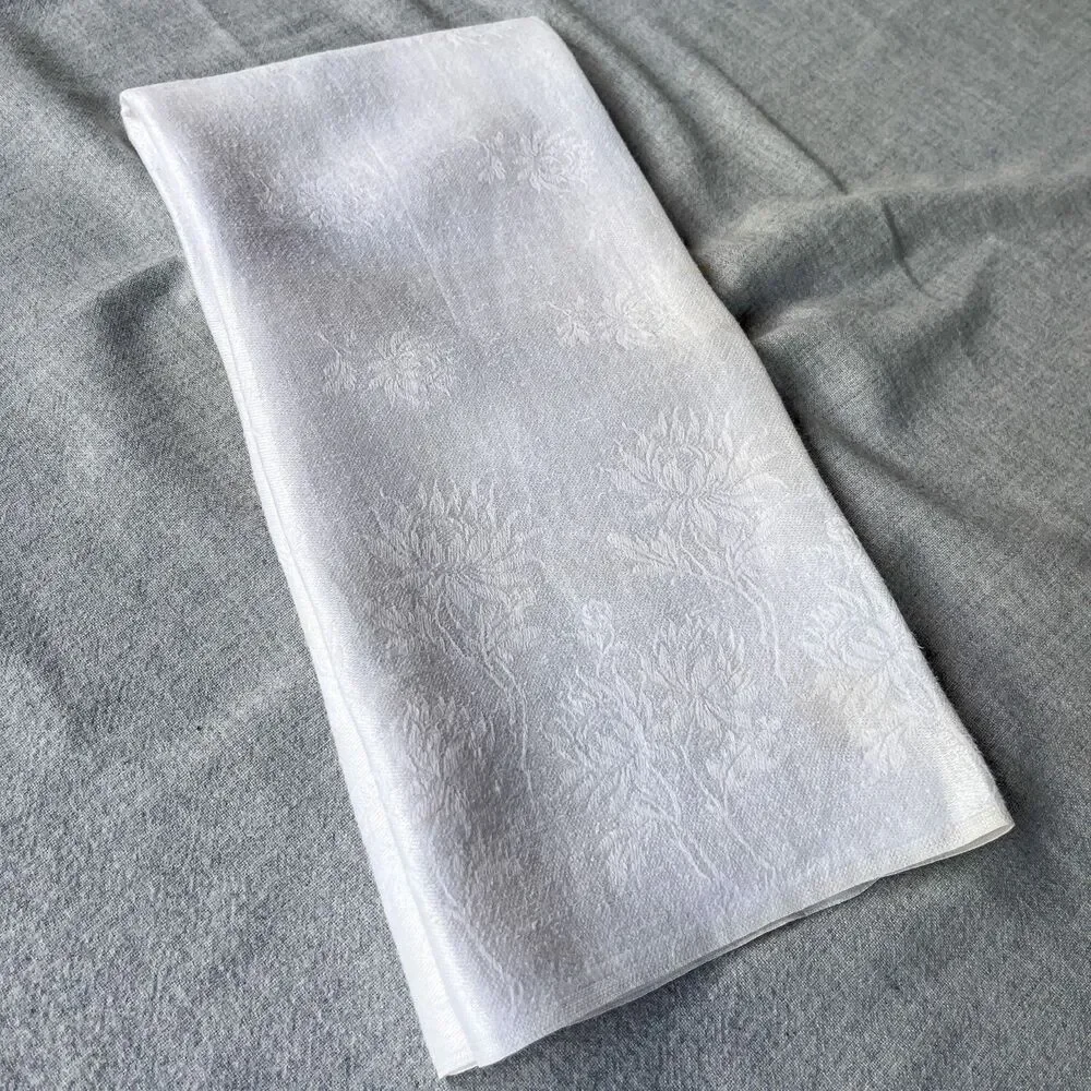 Antique 1920s Cotton Linen Napkins w/ Peony Pattern - Soft & Elegant - Set of 4
